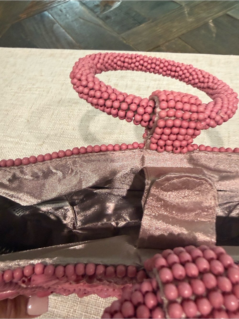 Handcrafted Beaded Half-Moon Handbags - Pink and Navy Buy Both - Picture 5 of 5
